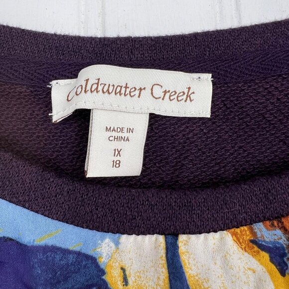 Coldwater Creek Women's Floral Print Sweatshirt 1X Multicolor Polyester Cotton - Picture 3 of 7